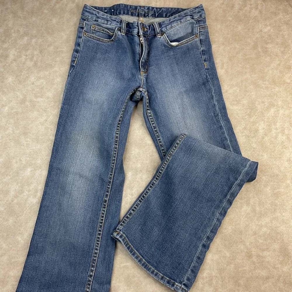 Vintage Michael Kors Flare Jeans Medium Wash Stretch‎ Denim Women Sz 6 MK Logo